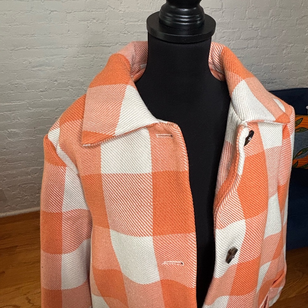 Scoop Orange Plaid /Buffalo Check Long Coat - Size 16/18 - Picture 4 of 7